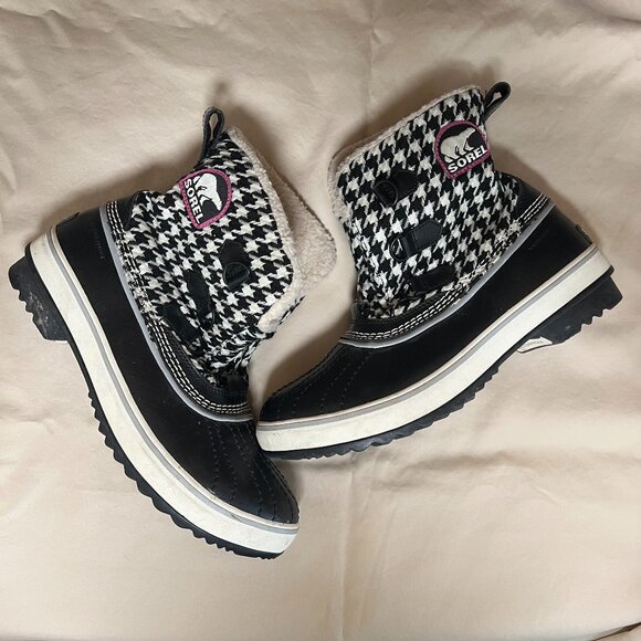 Sorel Tivoli Houndstooth Waterproof Boots Womens Size 8.5 - Picture 1 of 12
